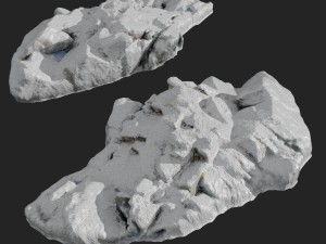 3d scanned rock cliff f snow 3Dモデル