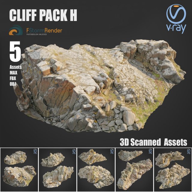 cliff pack h bundle 3D Model .c4d .max .obj .3ds .fbx .stl .blend 