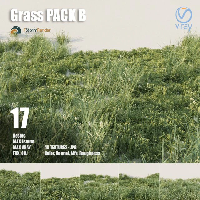 grass pack b 3D Model .c4d .max .obj .3ds .fbx .stl .blend