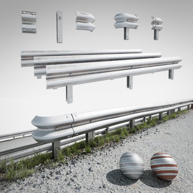 road fence kit a 3D Модель .c4d .max .obj .3ds .fbx .stl .blend 