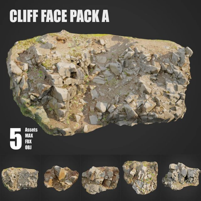 cliff face pack a bundle 3D Model .c4d .max .obj .3ds .fbx .stl .blend 