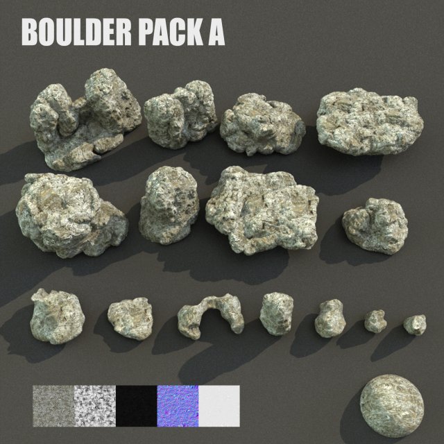 boulders pack a bundle Modello 3D .c4d .max .obj .3ds .fbx .stl .blend 