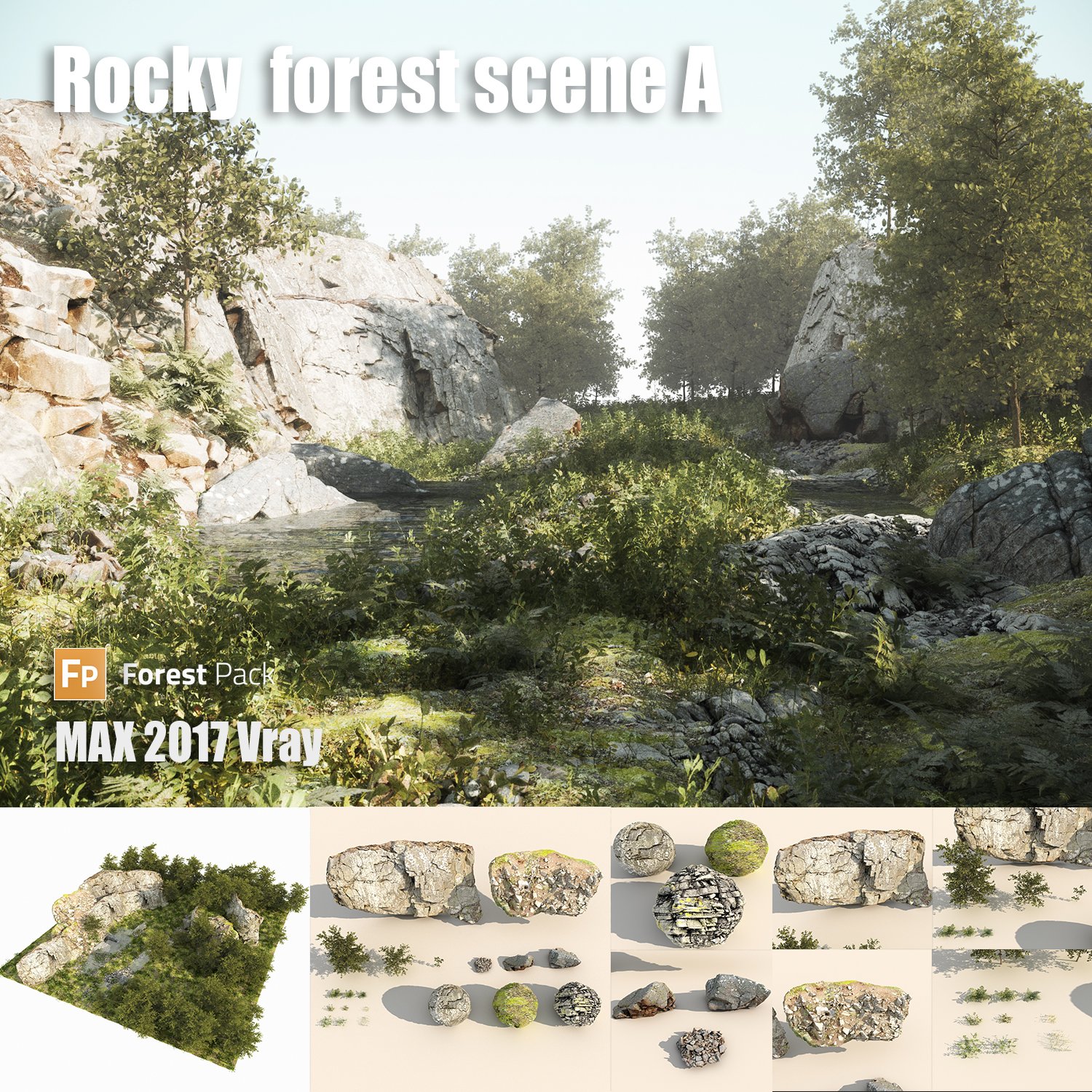 Rocky Forest Scene A 3d Model In Environment 3dexport