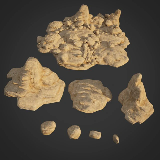 lowpoly sandstone kit bundle 3D Model .c4d .max .obj .3ds .fbx .stl .blend 
