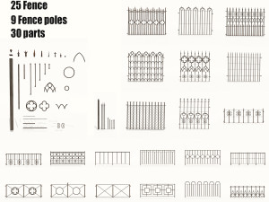 cast iron fence pack 3Dモデル