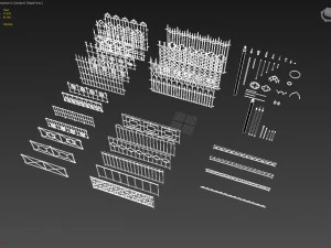 cast iron fence pack 3D Model