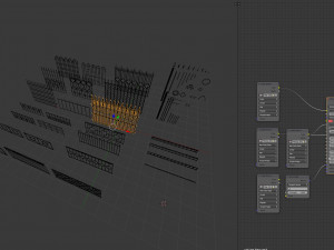 cast iron fence pack 3Dモデル