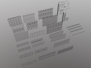 cast iron fence pack 3Dモデル