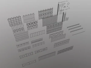 cast iron fence pack 3D Model