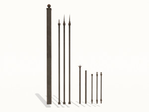 cast iron fence pack 3Dモデル