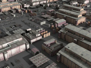 lowpoly buildings industry 3D Model