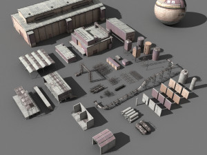 lowpoly buildings industry 3D Model