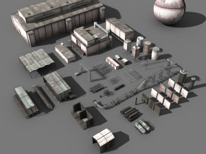 lowpoly buildings industry 3D Model