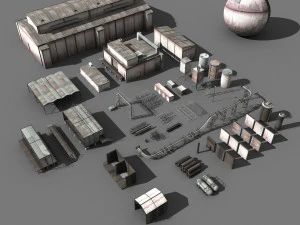 lowpoly buildings industry 3D Model