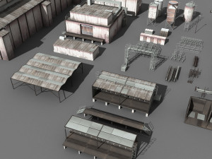lowpoly buildings industry 3D Model