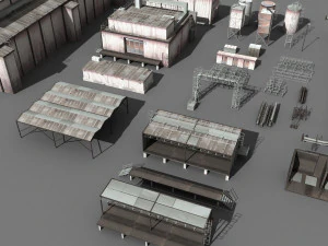 lowpoly buildings industry 3D Model
