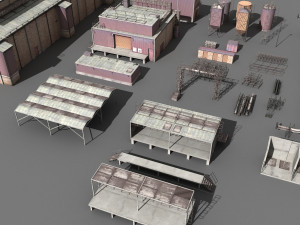 lowpoly buildings industry 3D Model