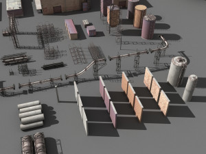 lowpoly buildings industry 3D Model