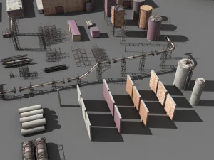 lowpoly buildings industry 3D Model