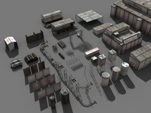 lowpoly buildings industry 3D Model