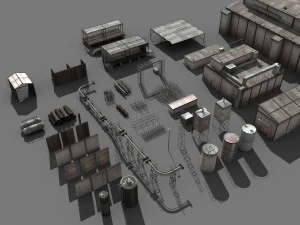 lowpoly buildings industry 3D Model