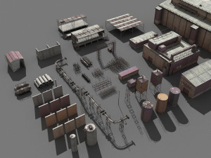 lowpoly buildings industry 3D Model