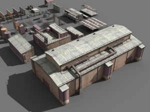 lowpoly buildings industry 3D Model