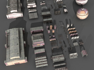 lowpoly buildings industry 3D Model