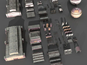 lowpoly buildings industry 3D Model