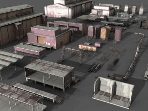 lowpoly buildings industry 3D Model