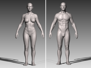 realistic white male and female bundle 3D Модель