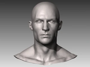 cabe&ccedil;a masculina branca realista Modelo 3D
