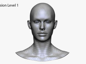 realistic white female head Model 3D