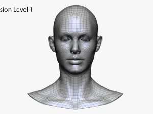 realistic white female head 3D Model