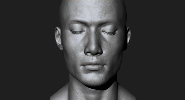 asian male head for production high poly 3D Model .c4d .max .obj .3ds .fbx .stl .blend 
