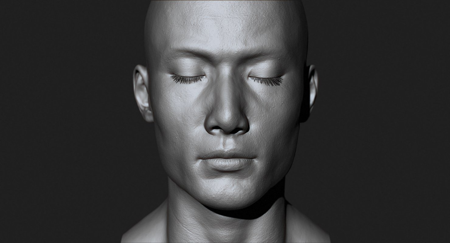 Asian Male Head For Production High Poly 3d Model In Anatomy