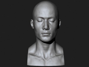 asian male head for production high poly 3D Model