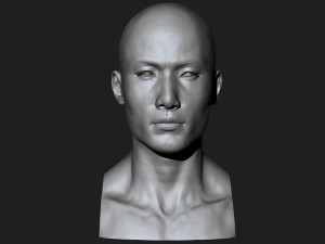 asian male head for production high poly 3D Model