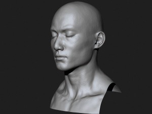 asian male head for production high poly 3D Model