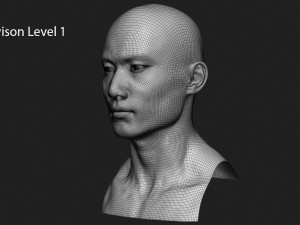 asian male head for production high poly 3D Model