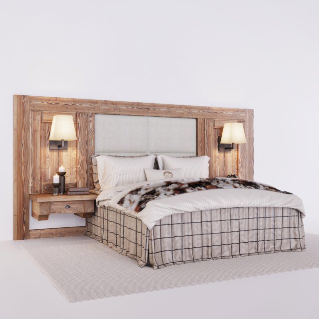 chalet stile bed Modelo 3D .c4d .max .obj .3ds .fbx .stl .blend 