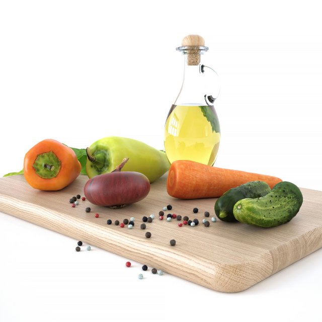 kitchen decore set vegetables Modello 3D .c4d .max .obj .3ds .fbx .stl .blend 