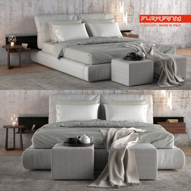 bed flexform newbridge 3D मॉडल .c4d .max .obj .3ds .fbx .stl .blend 