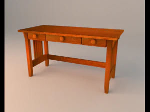 심플한 나무 책상 3D 모델