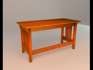 simple wooden desk Model 3D