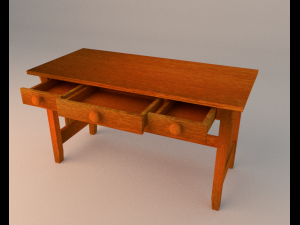 simple wooden desk Model 3D