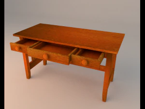 simple wooden desk 3D Model