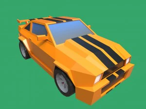 kartun mobil mustang poli rendah Model 3D