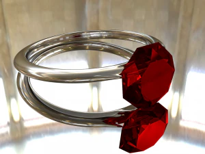 실버 루비 반지 3D 모델