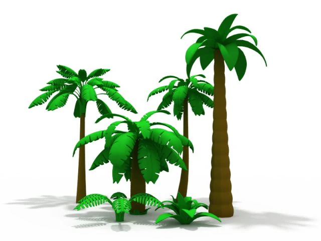 cartoon palms tree 3D Model .c4d .max .obj .3ds .fbx .stl .blend 